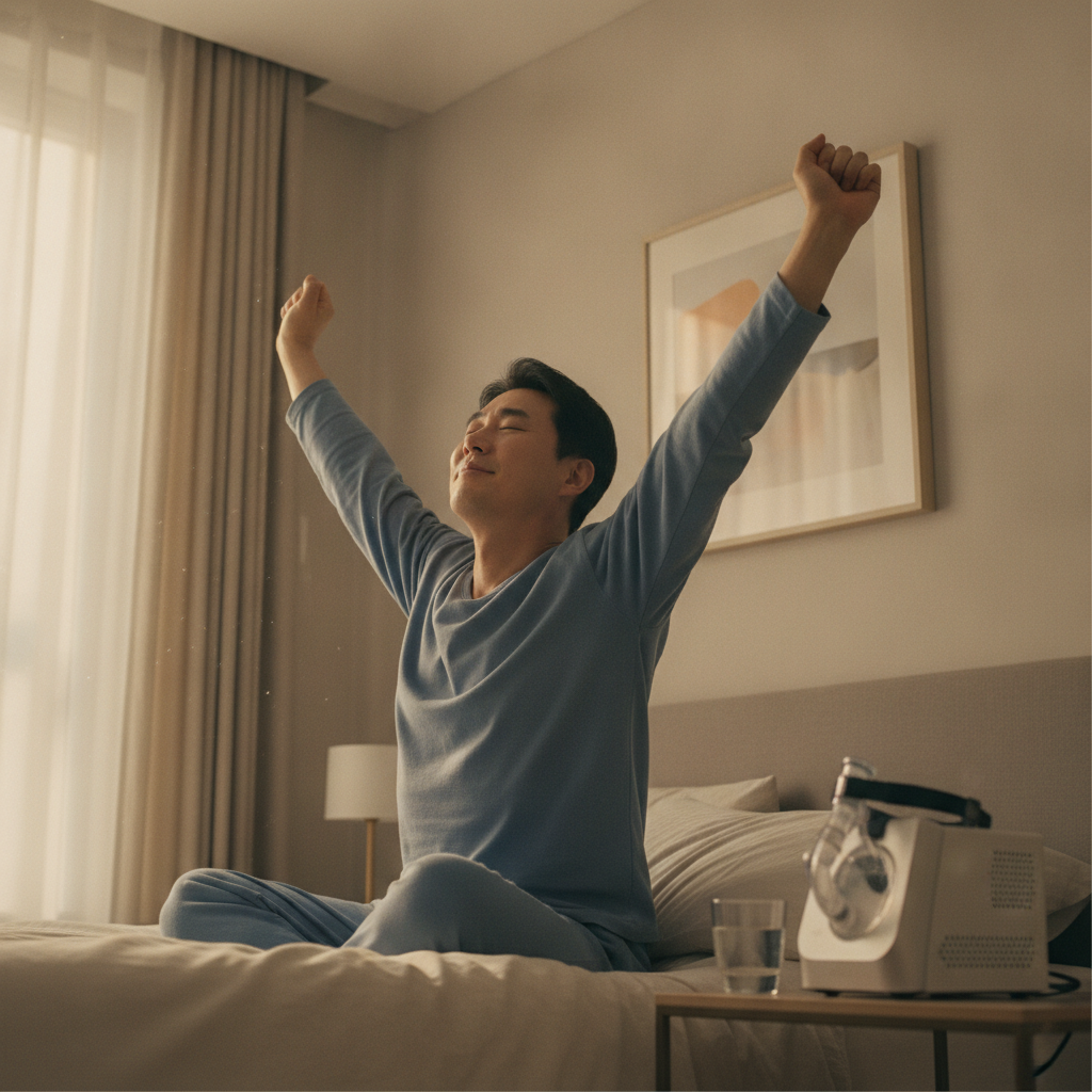 22dB 저소음 APAP 양압기: 수면무호흡증 관리와 편안한 적응을 위한 가이드 - 수면무호흡 관리 대표 사진