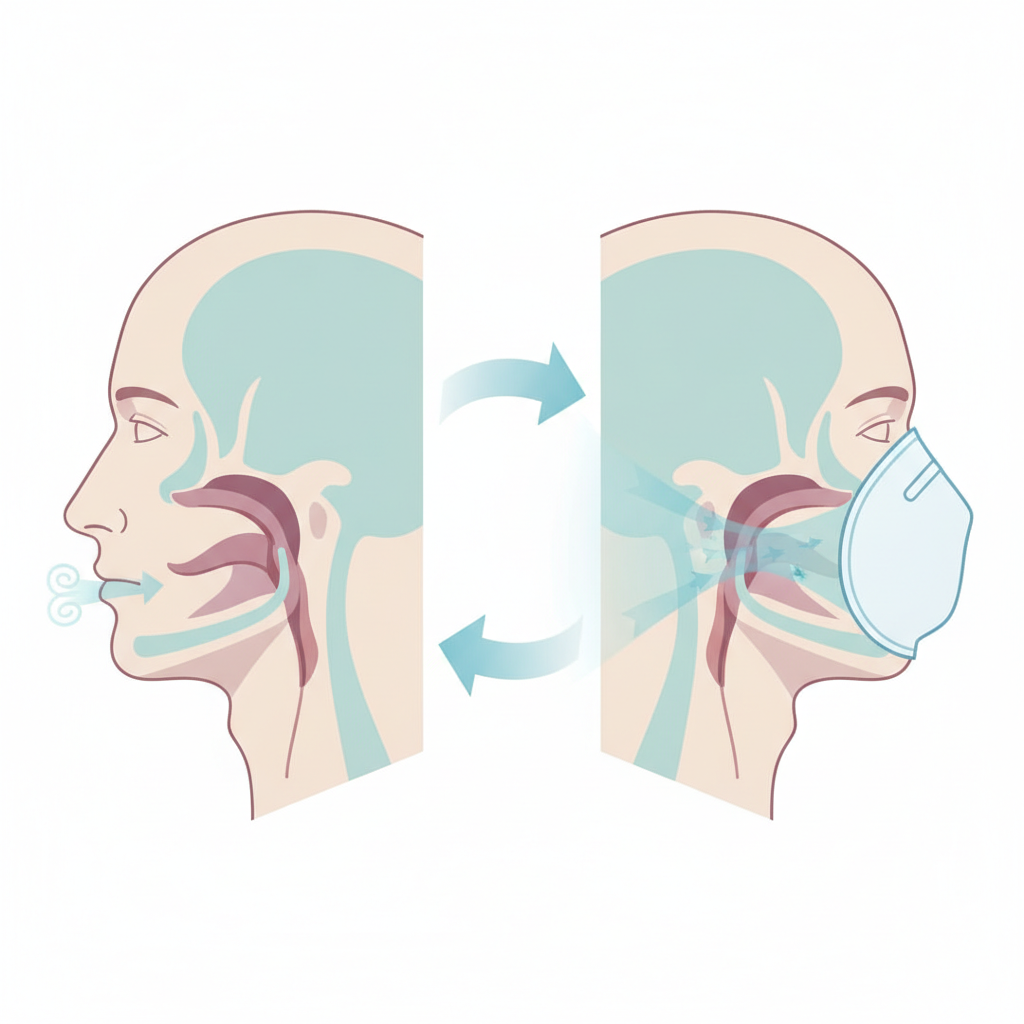 AHI란 무엇인가요? 수면무호흡증 진단부터 양압기 선택까지 - 양압기(CPAP/APAP) 기도 유지 원리 설명 그림