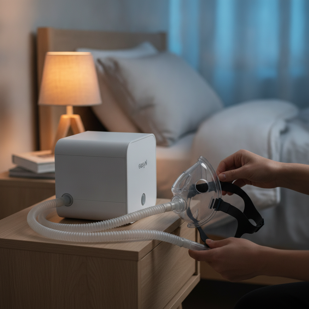 CPAP 사용법: 수면의 질을 높이는 현명한 양압기 활용 가이드 - 이지앤 양압기 제품 소개 비주얼