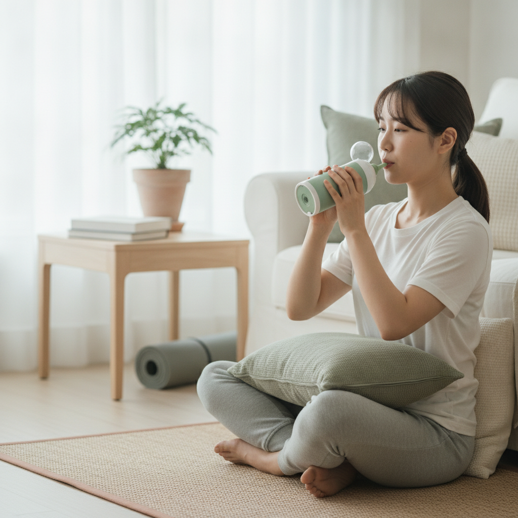 건강한 숨을 위한 필수 가이드: 폐 건강 영양제 추천과 호흡근 훈련 - 저항 호흡 운동 루틴 장면