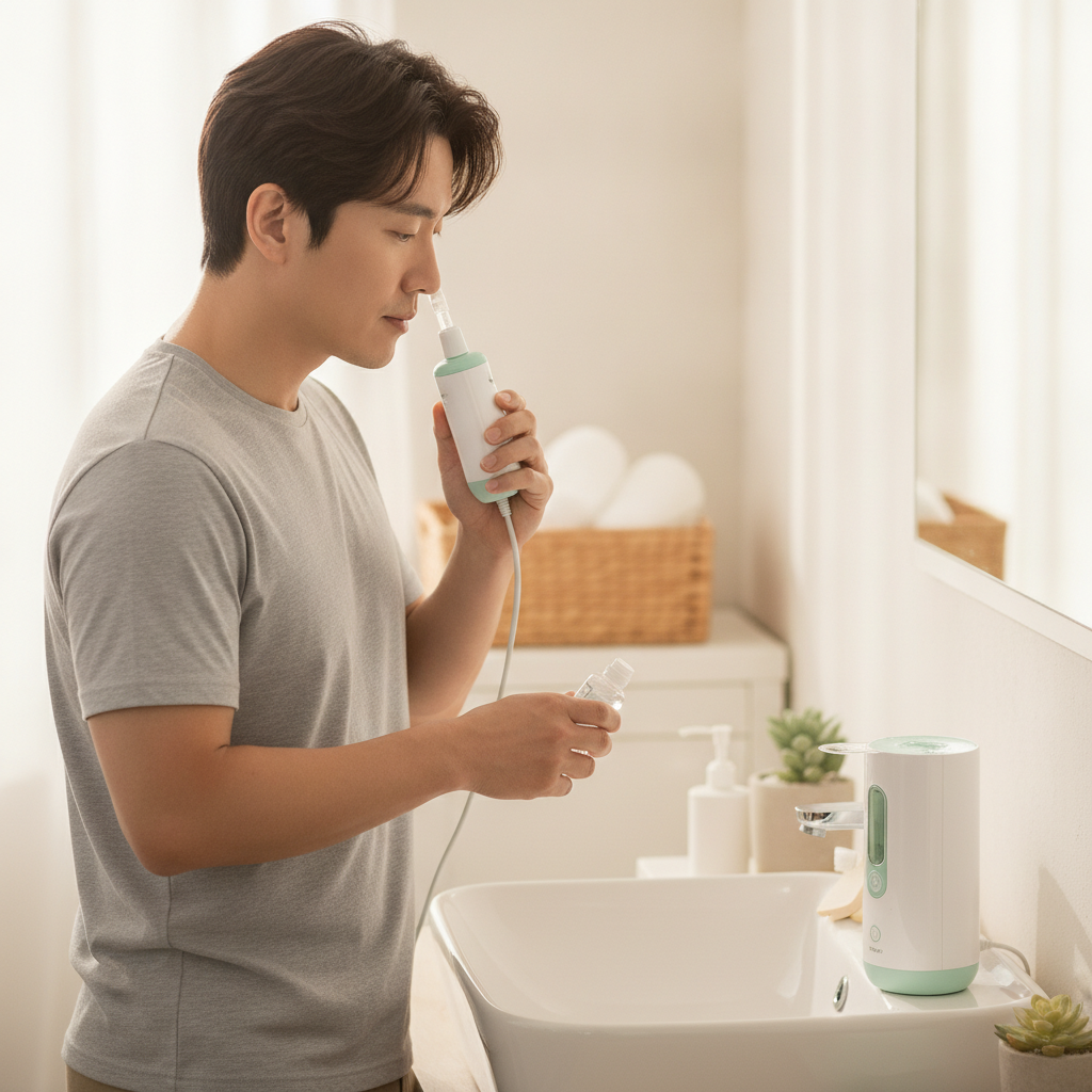 비강관리키트 추천: 답답한 코, 시원하게 관리하는 현명한 방법 - 환절기 비강 관리 루틴 장면