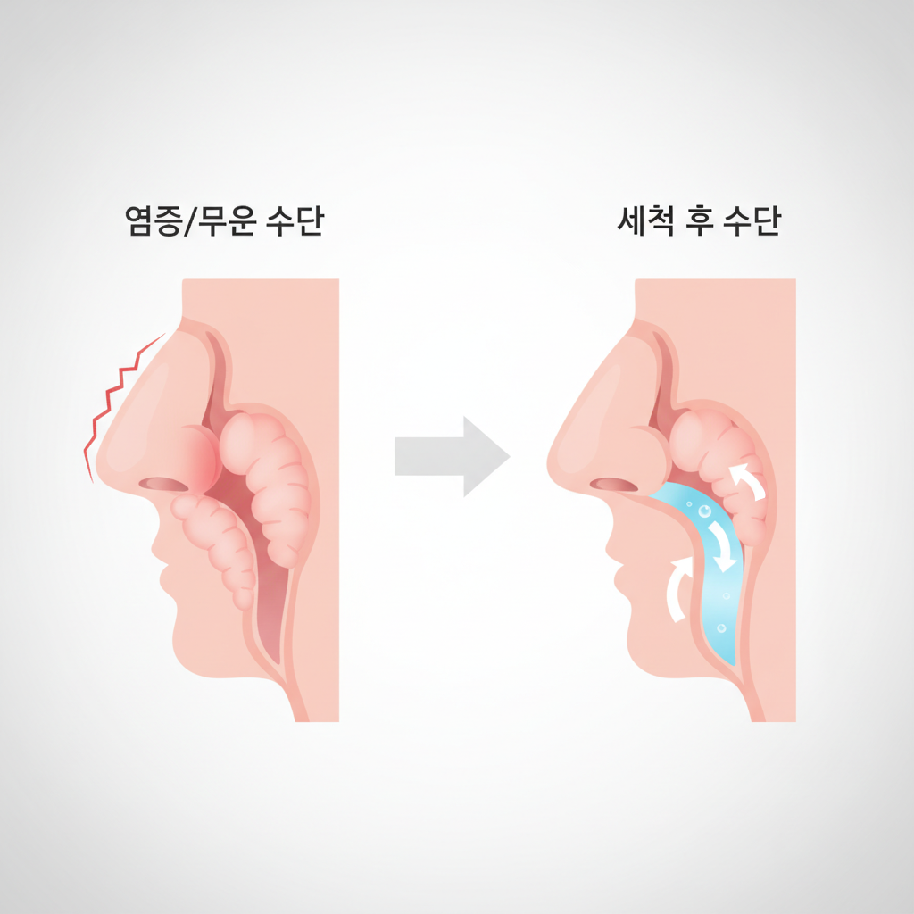 비강관리키트 추천: 코막힘, 비염 관리, 현명한 선택을 위한 가이드 - 비강 구조와 코막힘 원리 설명 그림