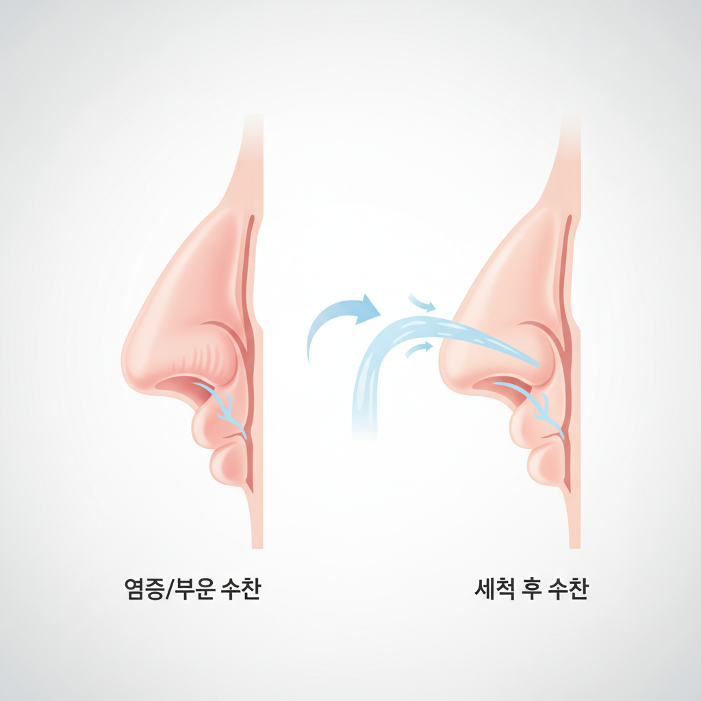 비염 코막힘, 콧물 관리의 시작: 현명한 비염 코세척기 추천 가이드 - 비강 구조와 코막힘 원리 설명 그림
