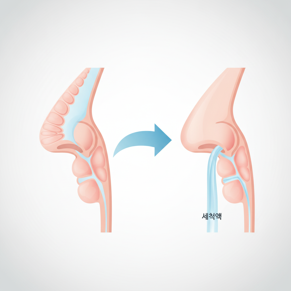 비염, 코막힘, 콧물: 비강 관리로 편안한 숨을 위한 코세척기 추천 가이드 - 비강 구조와 코막힘 원리 설명 그림