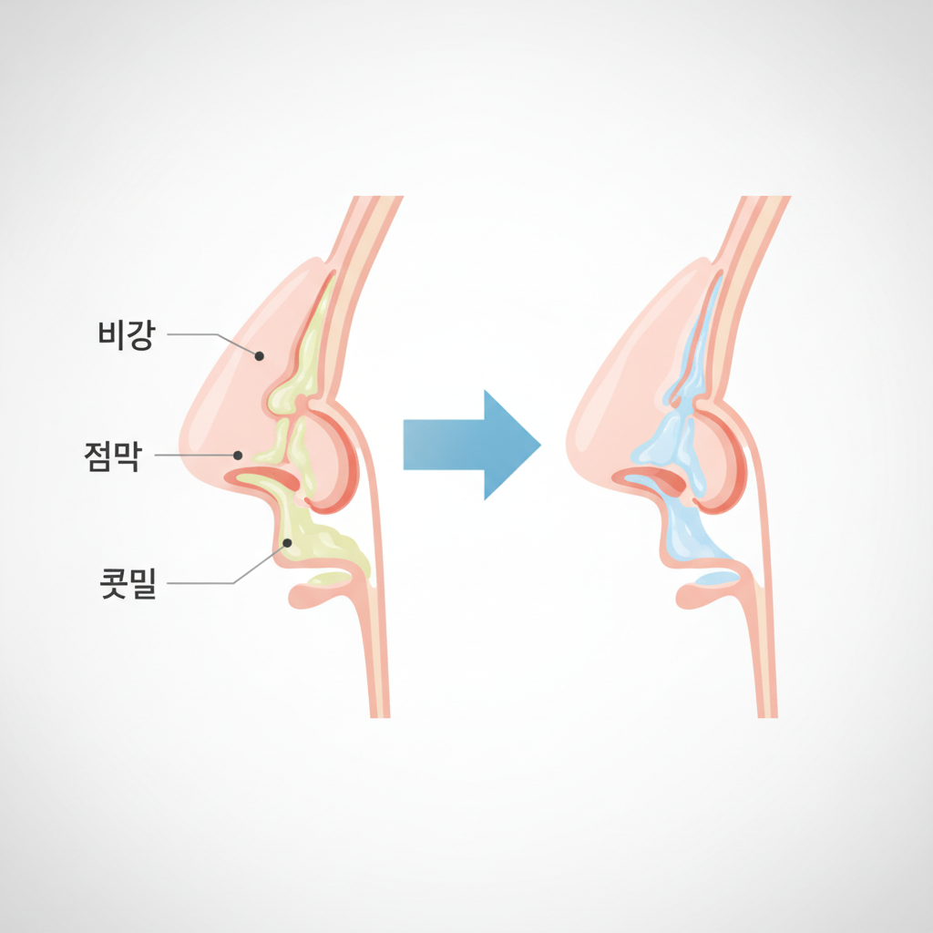 비염 코세척기 추천 - 비강 구조와 코막힘 원리 설명 그림