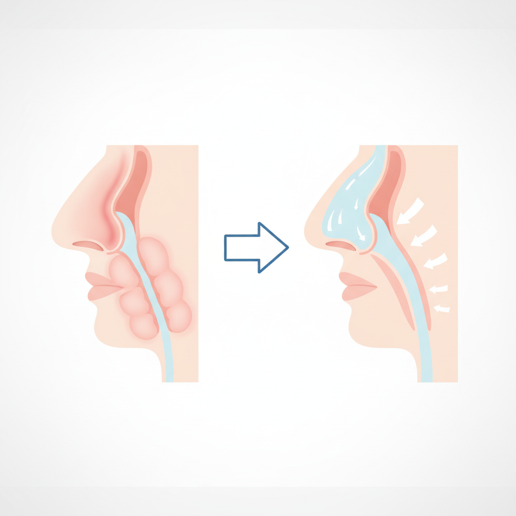 비염 코세척기 추천: 답답한 코, 시원하게 뚫는 비강관리 가이드 - 비강 구조와 코막힘 원리 설명 그림