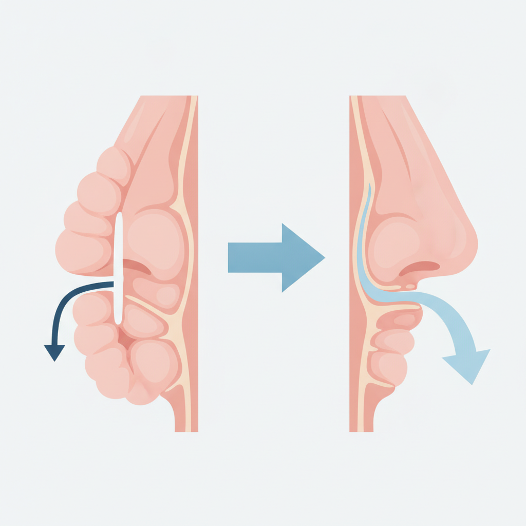 비염 코세척기 추천: 답답한 코, 호흡근 훈련으로 시원하게 관리하는 법 - 비강 구조와 코막힘 원리 설명 그림