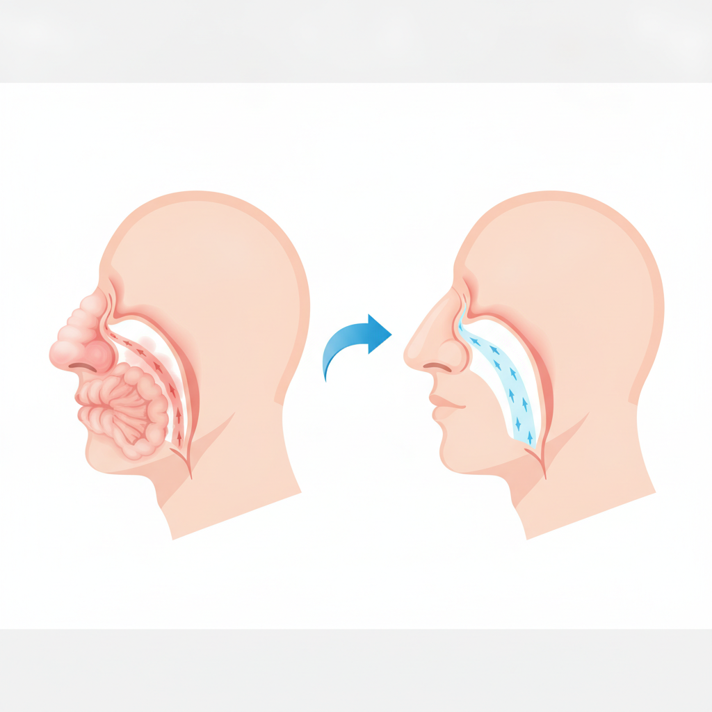 비염·코막힘·콧물, 코세척기로 현명하게 관리하는 법 - 비강 구조와 코막힘 원리 설명 그림