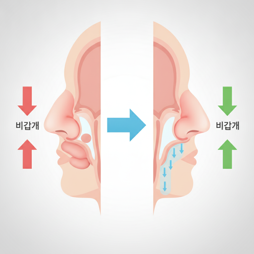 삼백초추출물 - 비강 구조와 코막힘 원리 설명 그림