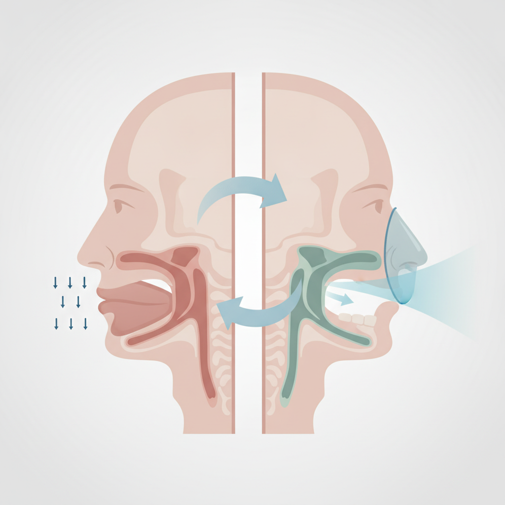 수면 무호흡증 양압기, 잠 못 드는 밤의 해답을 찾아서 - 양압기(CPAP/APAP) 기도 유지 원리 설명 그림