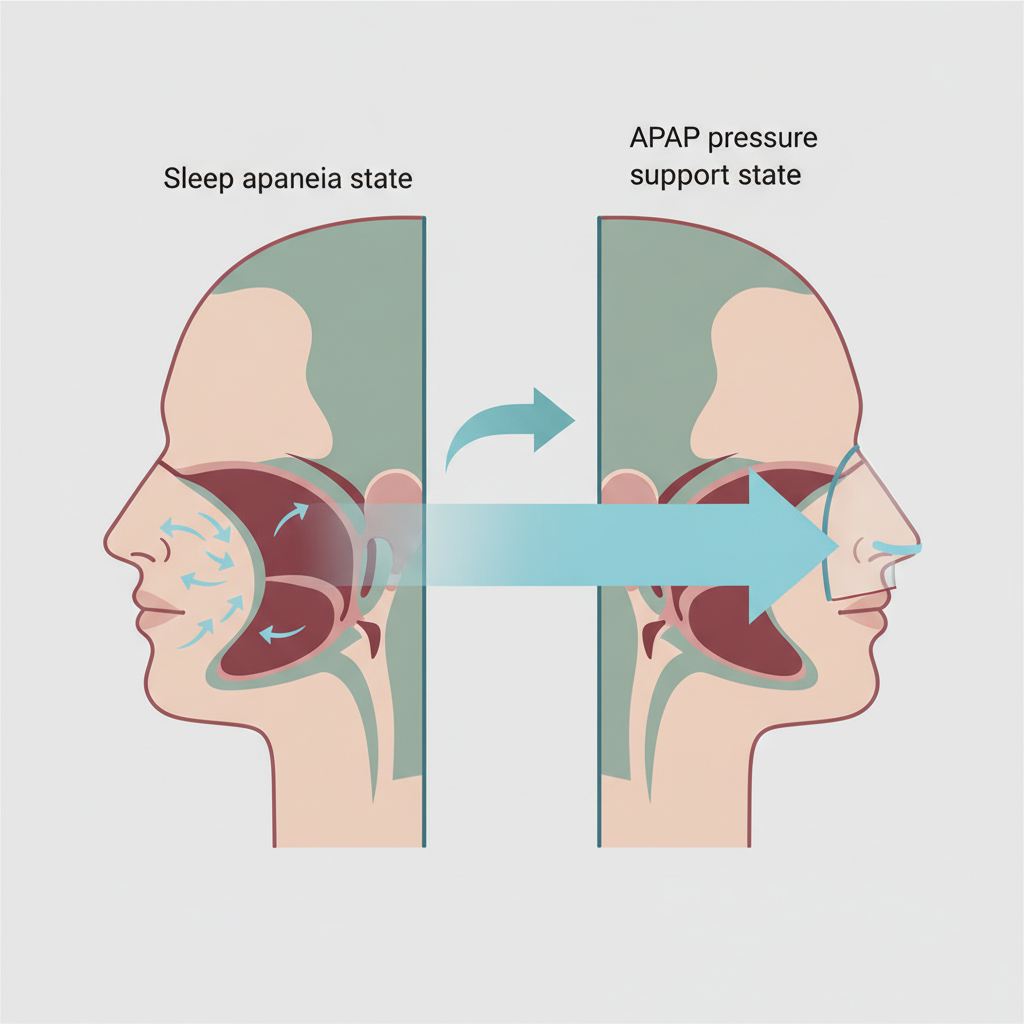 수면다원검사 비용 - 양압기(CPAP/APAP) 기도 유지 원리 설명 그림