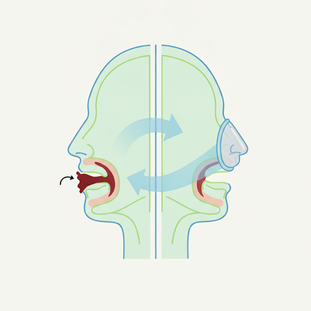 수면무호흡증, 양압기로 숙면을 되찾는 여정: 검사부터 관리까지 - 양압기(CPAP/APAP) 기도 유지 원리 설명 그림