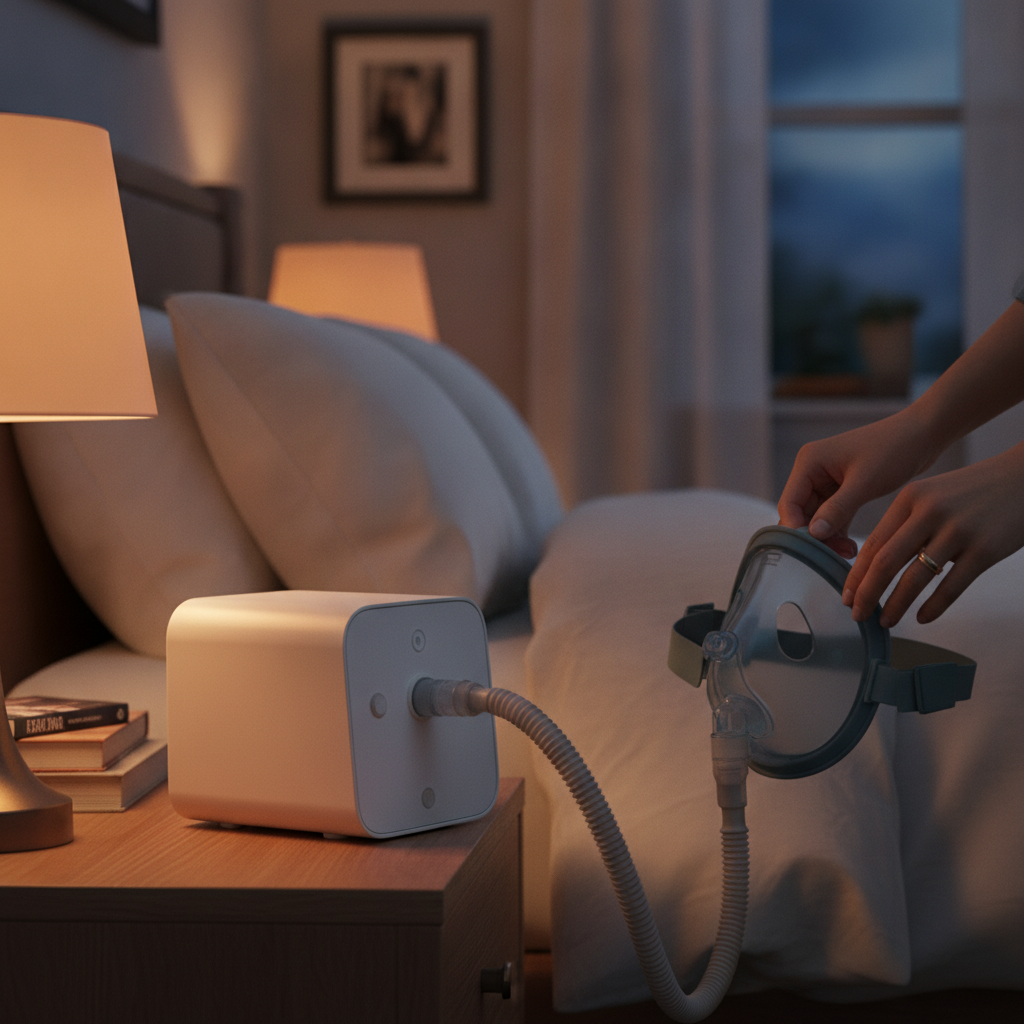 양압기(CPAP): 수면 무호흡증, 더 이상 방치하지 마세요! - 이지앤 양압기 제품 소개 비주얼