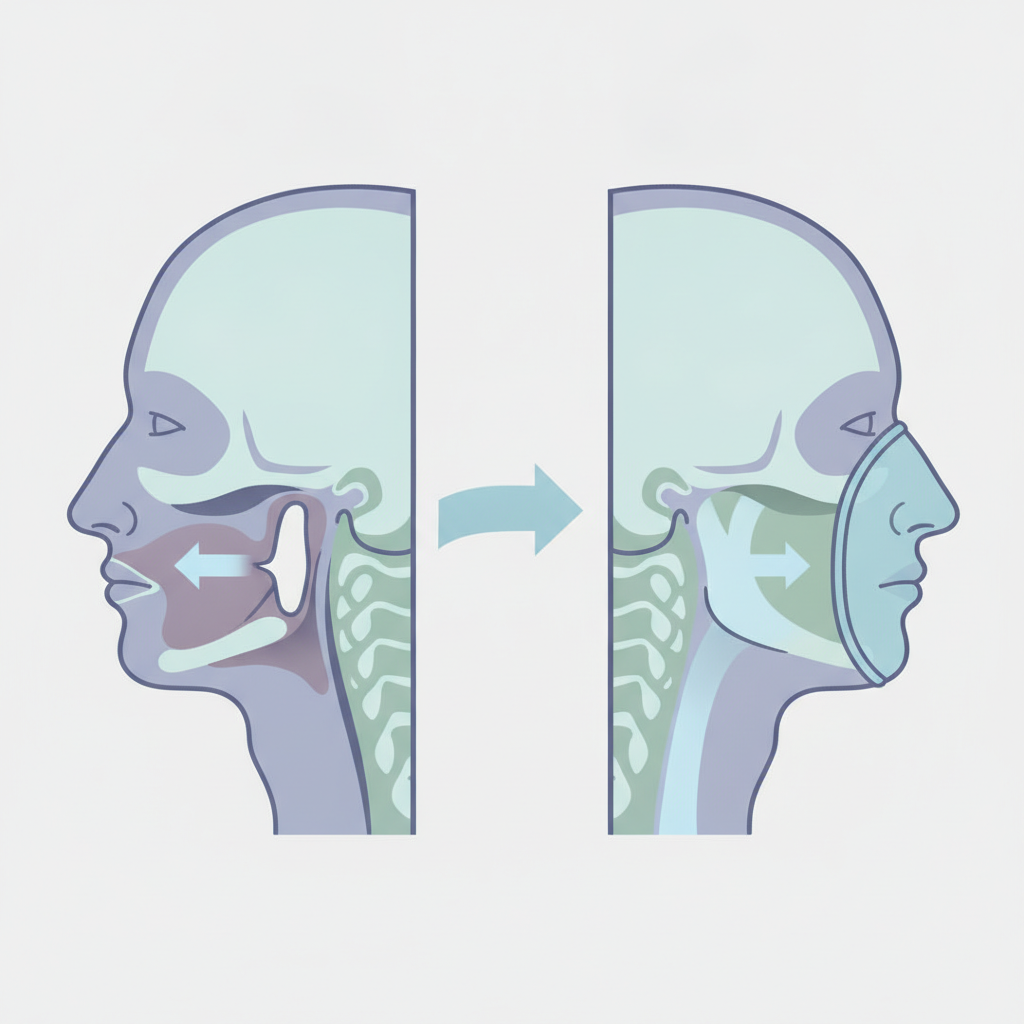 양압기(CPAP): 수면 무호흡증과 코골이, 건강한 수면의 시작 - 양압기(CPAP/APAP) 기도 유지 원리 설명 그림