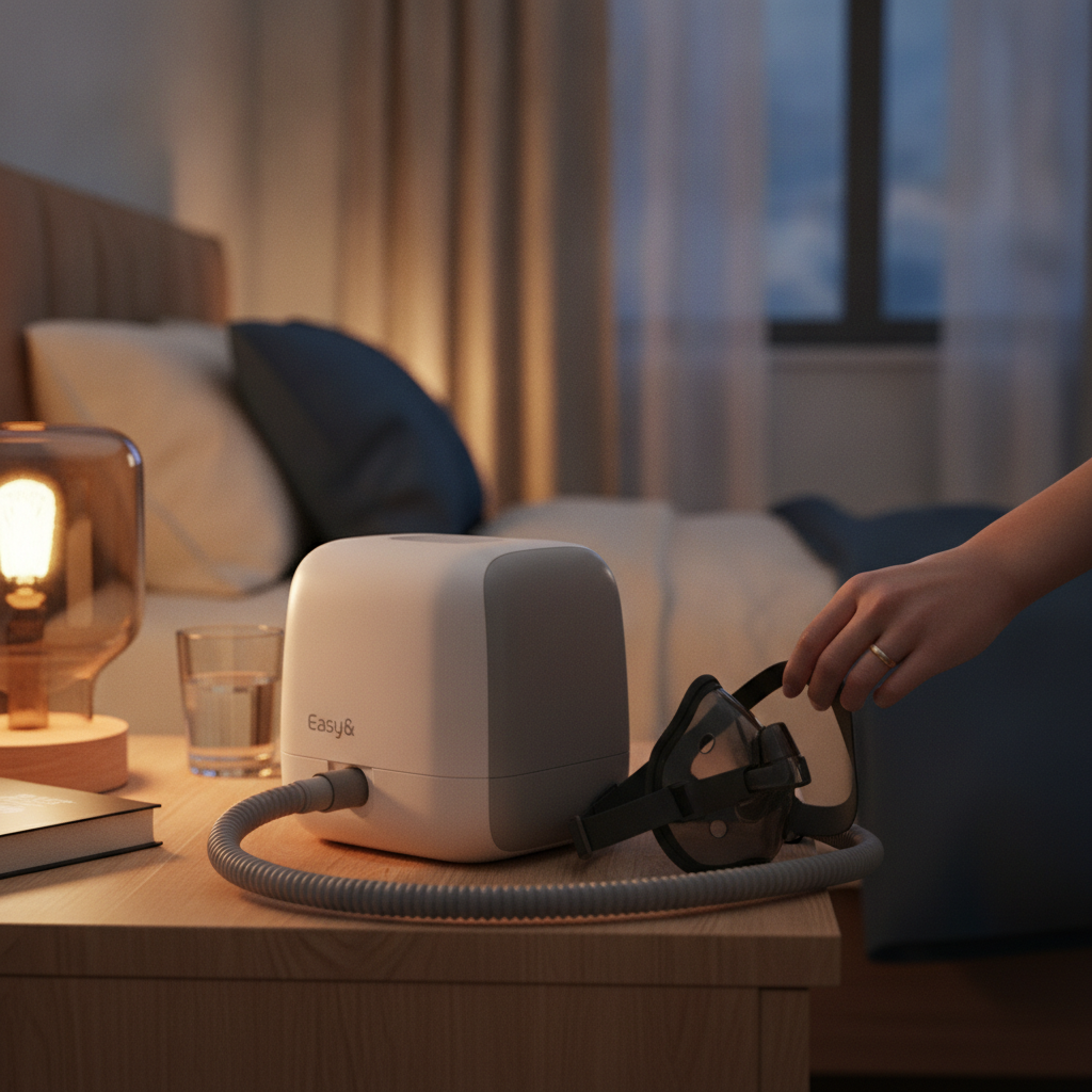 양압기(CPAP): 수면 무호흡증과 코골이, 건강한 수면의 시작 - 이지앤 양압기 제품 소개 비주얼