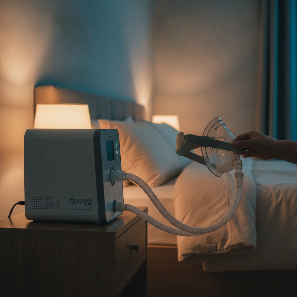 양압기(CPAP)란? 수면 무호흡증과 코골이, 올바른 사용법부터 관리까지 - 이지앤 양압기 제품 소개 비주얼