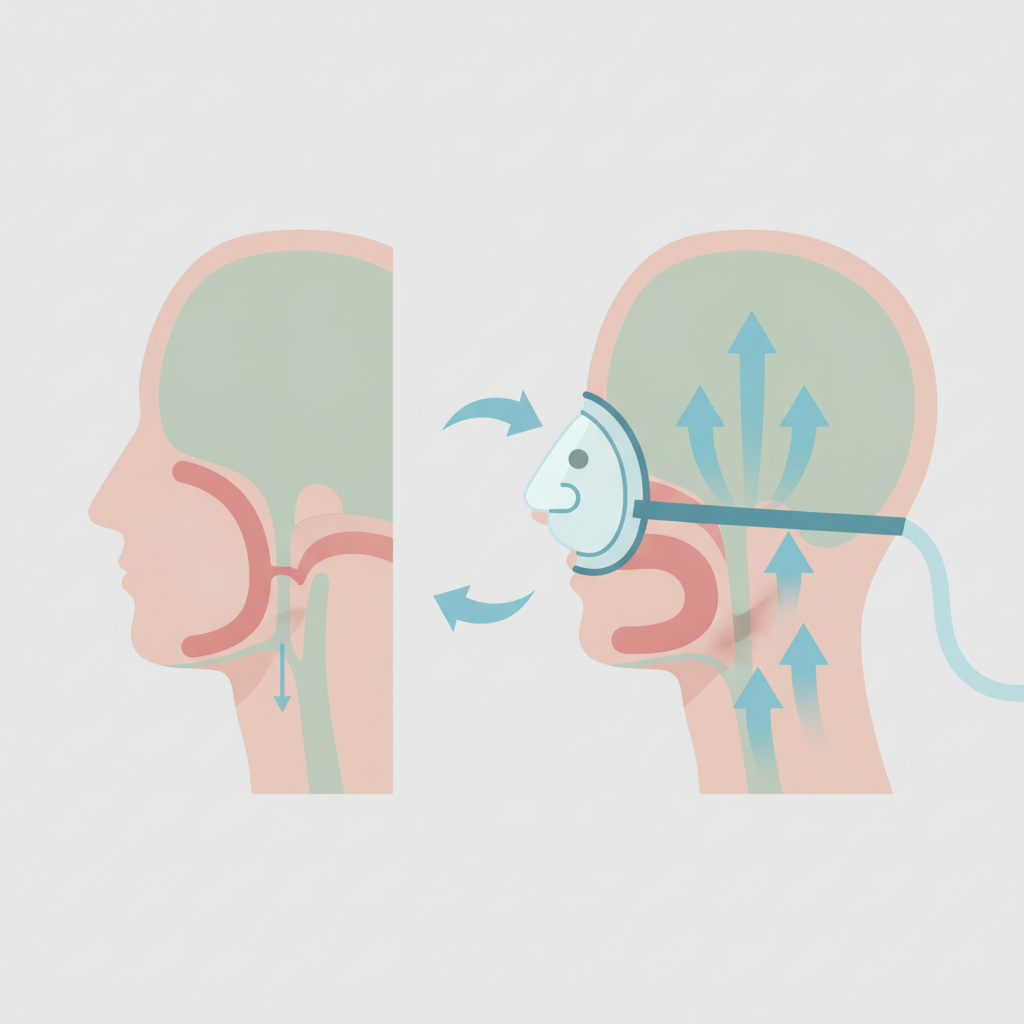 저소음 양압기 추천 - 양압기(CPAP/APAP) 기도 유지 원리 설명 그림