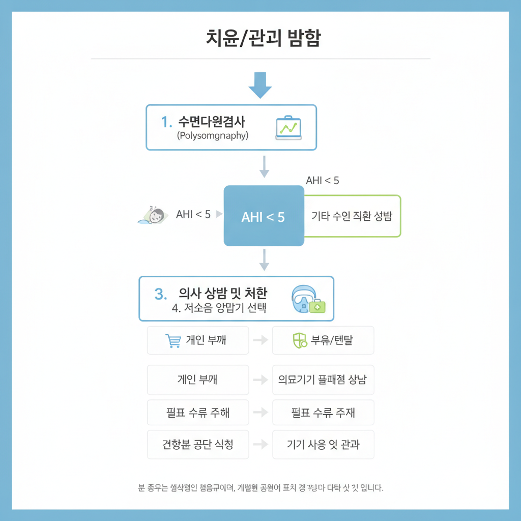 저소음 양압기 추천 - 보험 적용 흐름도