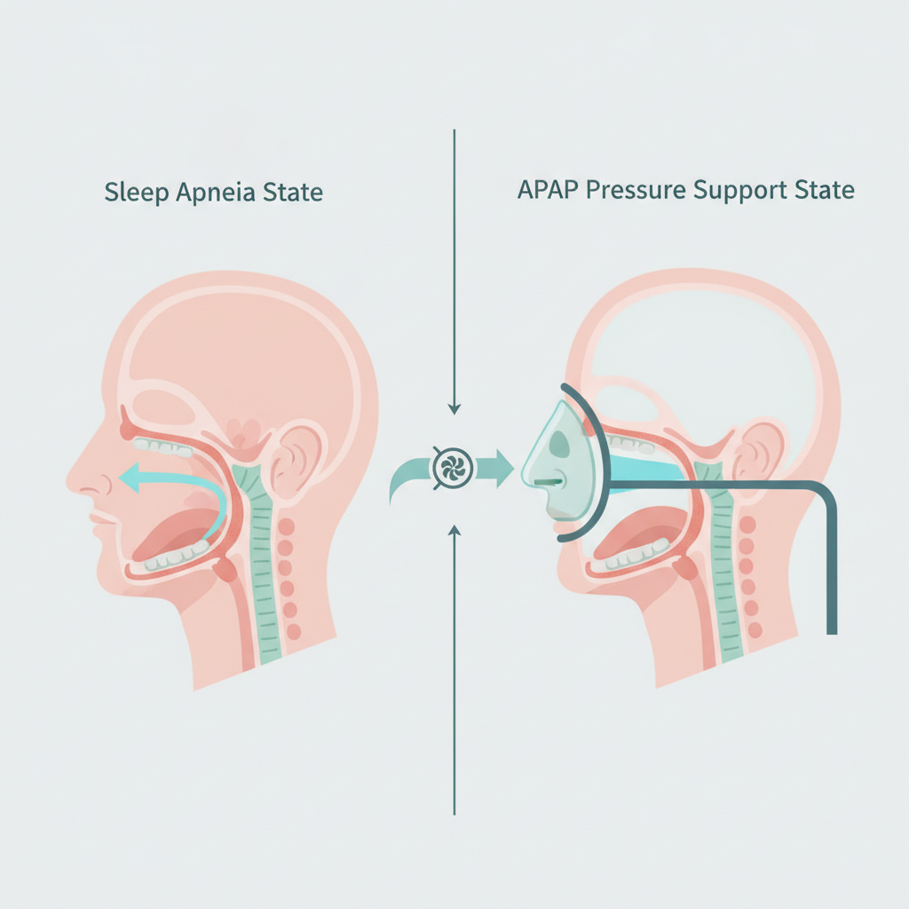 저소음 양압기 추천: 밤새 편안한 숙면을 위한 현명한 선택 가이드 - 양압기(CPAP/APAP) 기도 유지 원리 설명 그림