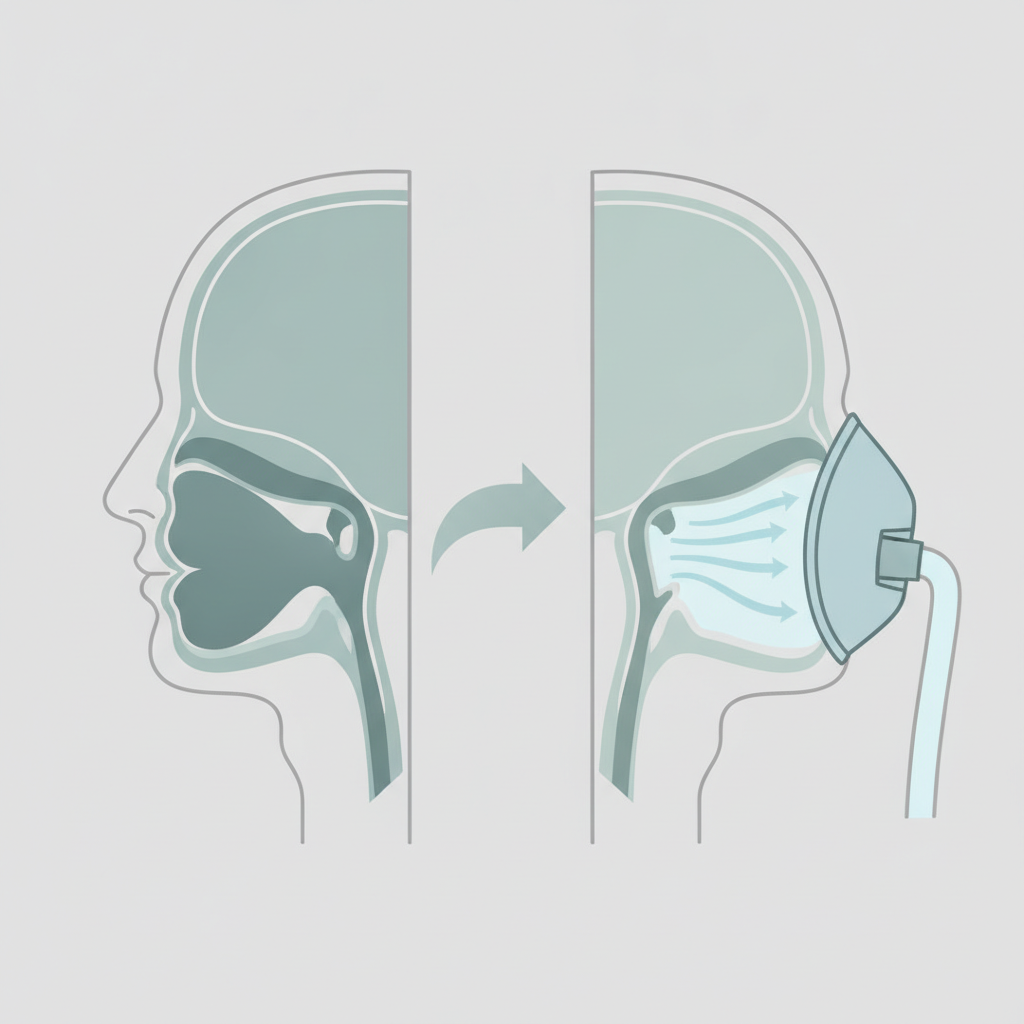 저소음 양압기 추천: 숙면을 위한 현명한 선택 가이드 (CPAP/APAP) - 양압기(CPAP/APAP) 기도 유지 원리 설명 그림