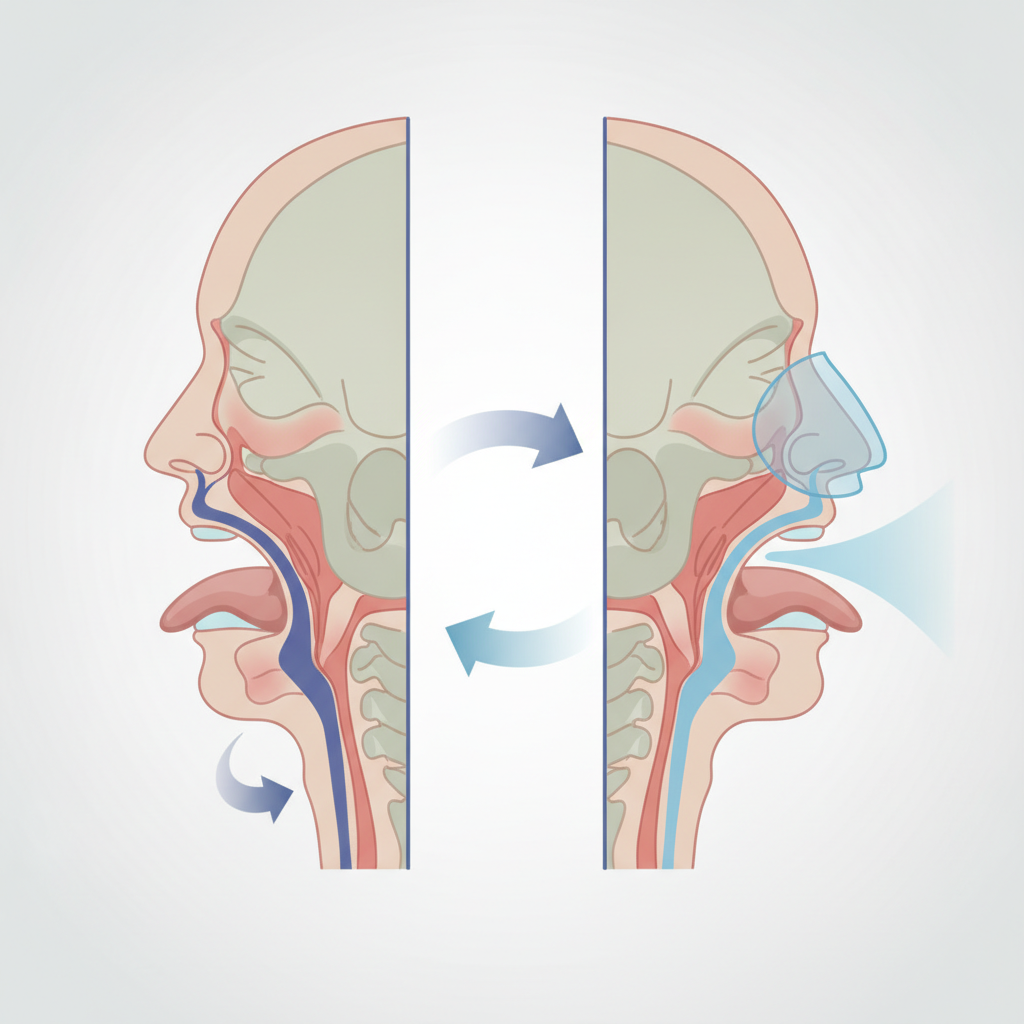 저소음 양압기 추천, 숙면을 위한 현명한 선택 가이드 - 양압기(CPAP/APAP) 기도 유지 원리 설명 그림