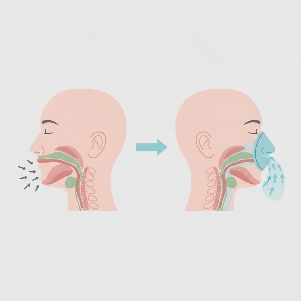 저소음 양압기 추천: 숙면을 위한 현명한 선택 가이드 - 양압기(CPAP/APAP) 기도 유지 원리 설명 그림