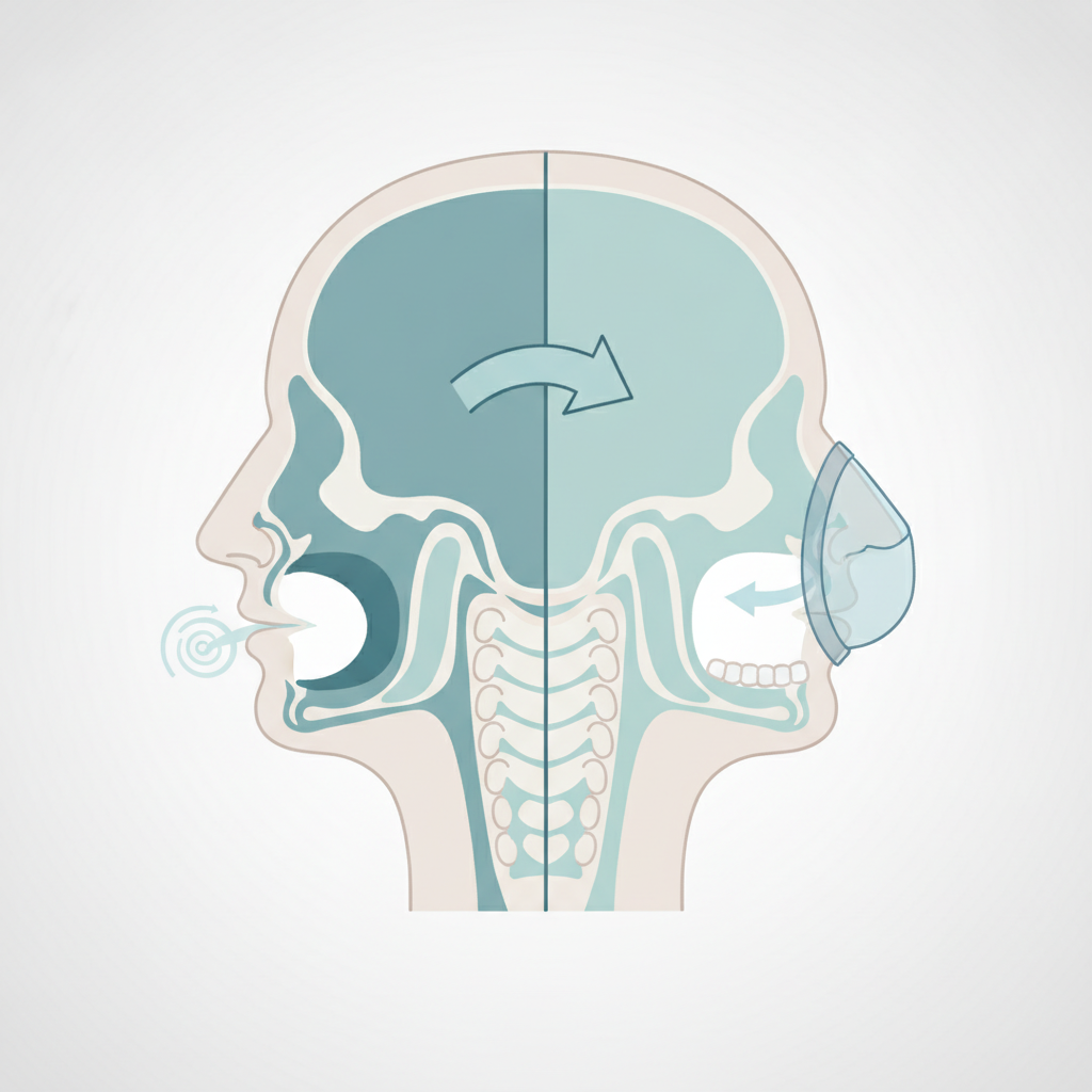 저소음 양압기 추천: 조용한 밤, 편안한 수면을 위한 완벽 가이드 - 양압기(CPAP/APAP) 기도 유지 원리 설명 그림