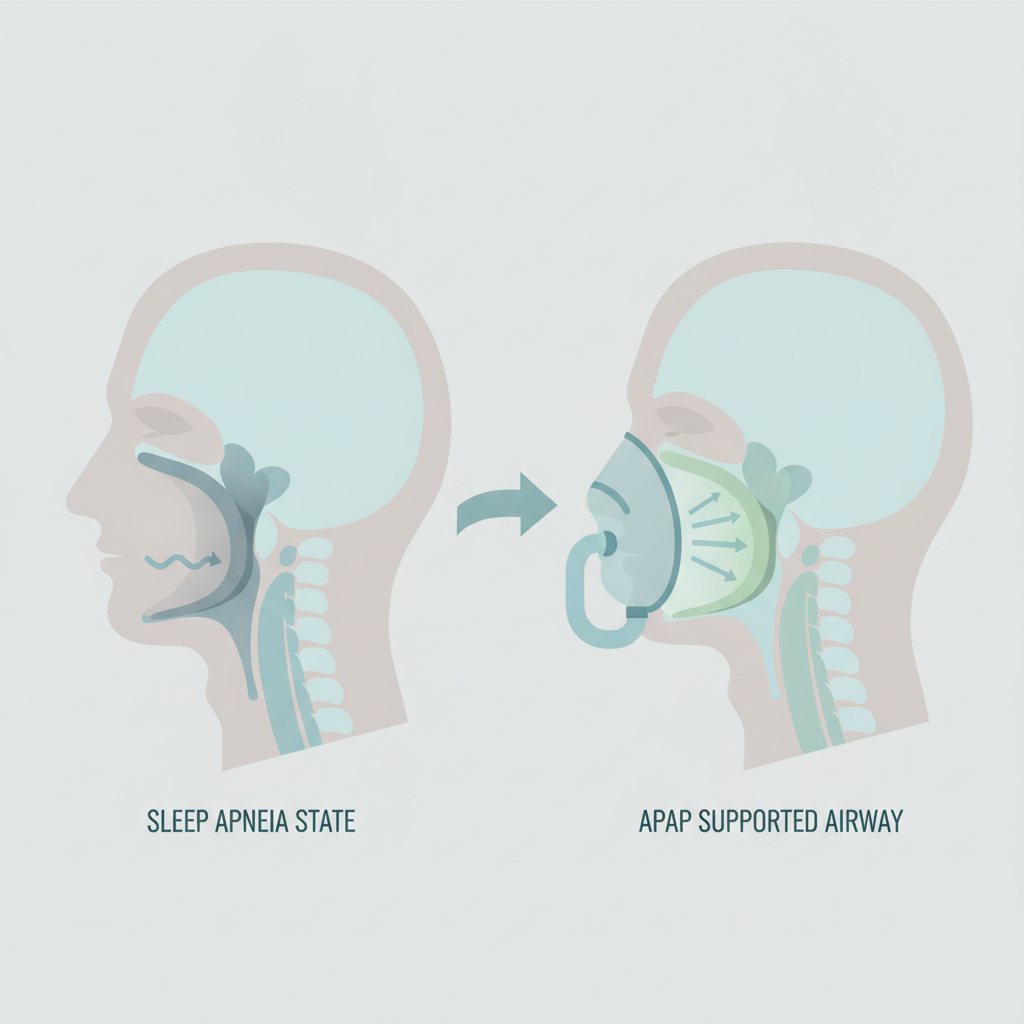 저소음 양압기 추천: 편안하고 조용한 밤을 위한 현명한 선택 가이드 - 양압기(CPAP/APAP) 기도 유지 원리 설명 그림