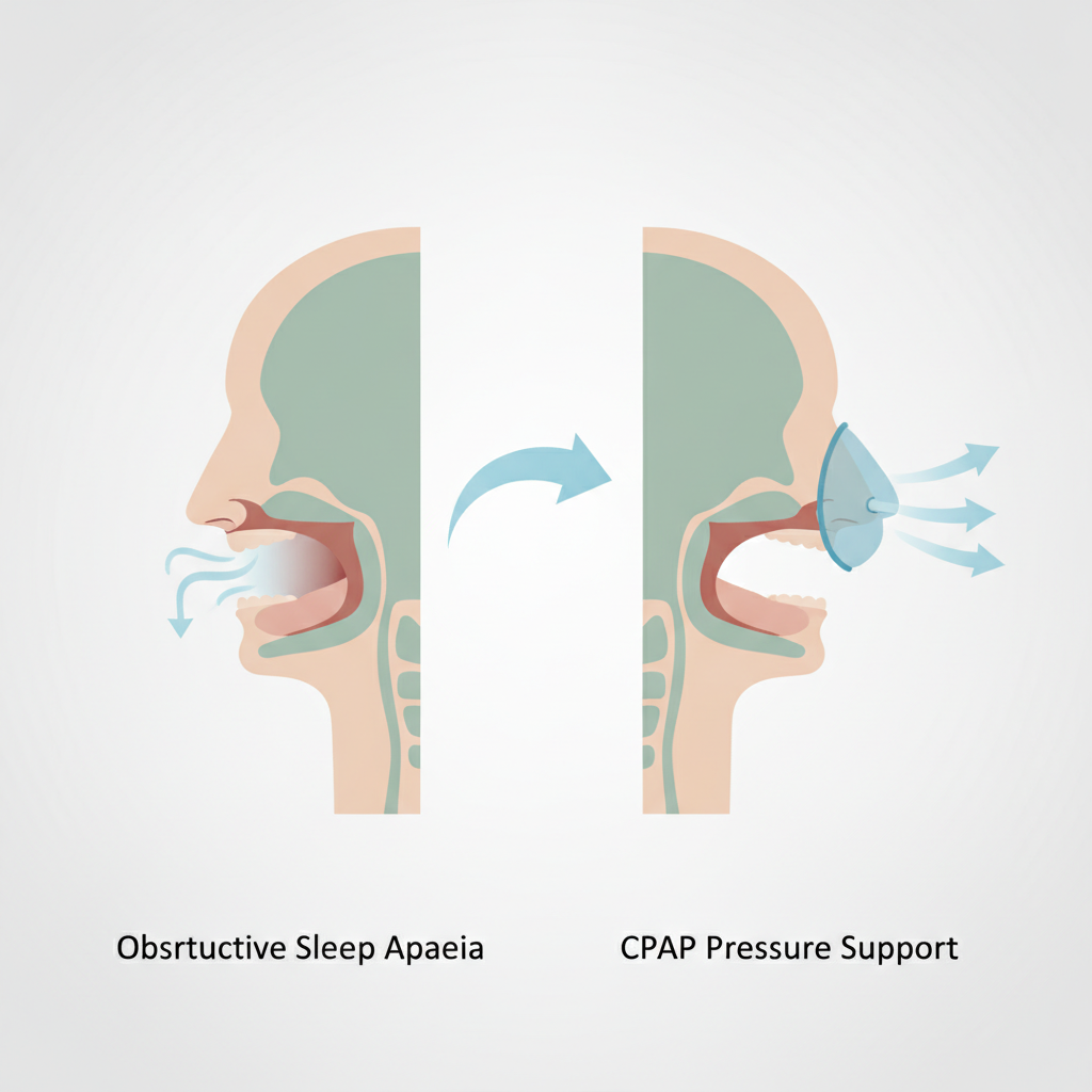저소음 양압기 추천: 편안한 수면을 위한 현명한 선택 가이드 - 양압기(CPAP/APAP) 기도 유지 원리 설명 그림
