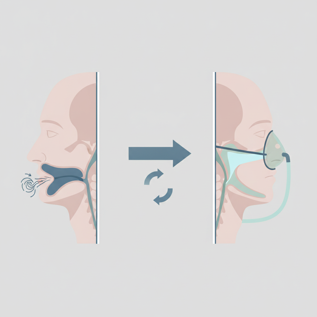 조용한 밤을 위한 선택: 저소음 양압기 추천 및 완벽 가이드 - 양압기(CPAP/APAP) 기도 유지 원리 설명 그림
