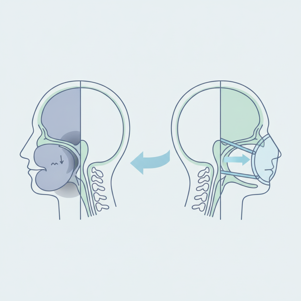 조용한 밤을 위한 선택: 저소음 양압기 추천 및 핵심 가이드 - 양압기(CPAP/APAP) 기도 유지 원리 설명 그림