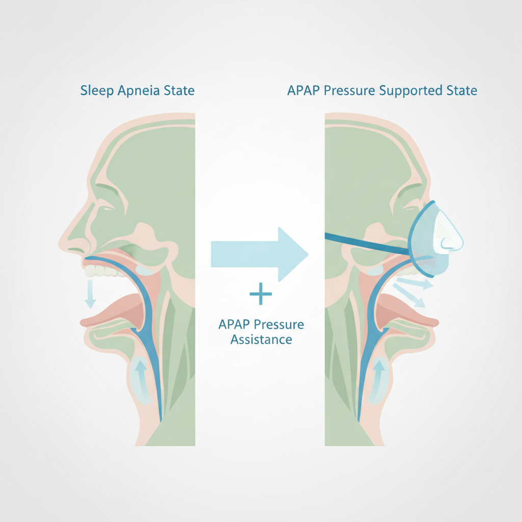 코골이 운동, 수면 건강을 위한 현명한 선택 가이드 - 양압기(CPAP/APAP) 기도 유지 원리 설명 그림