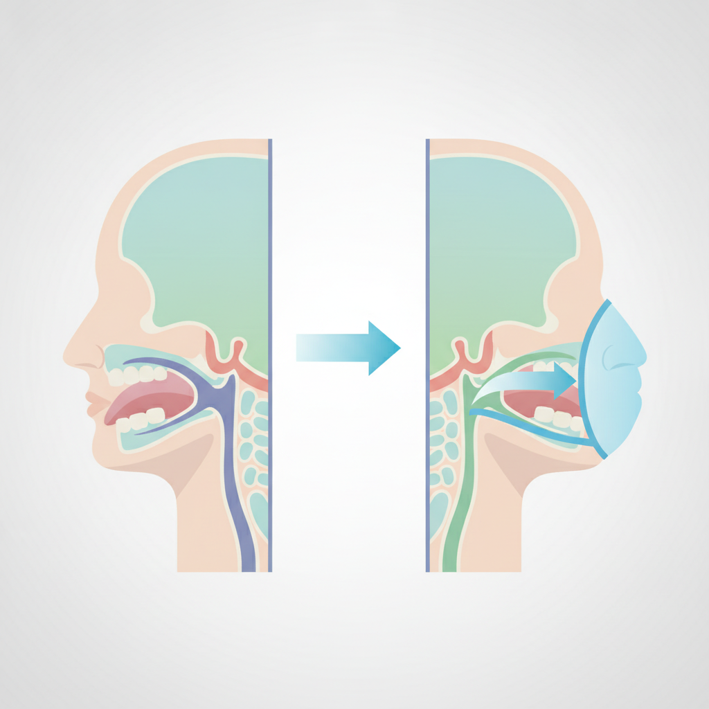 코골이 치료법, 건강한 수면을 위한 현명한 선택 가이드 - 양압기(CPAP/APAP) 기도 유지 원리 설명 그림