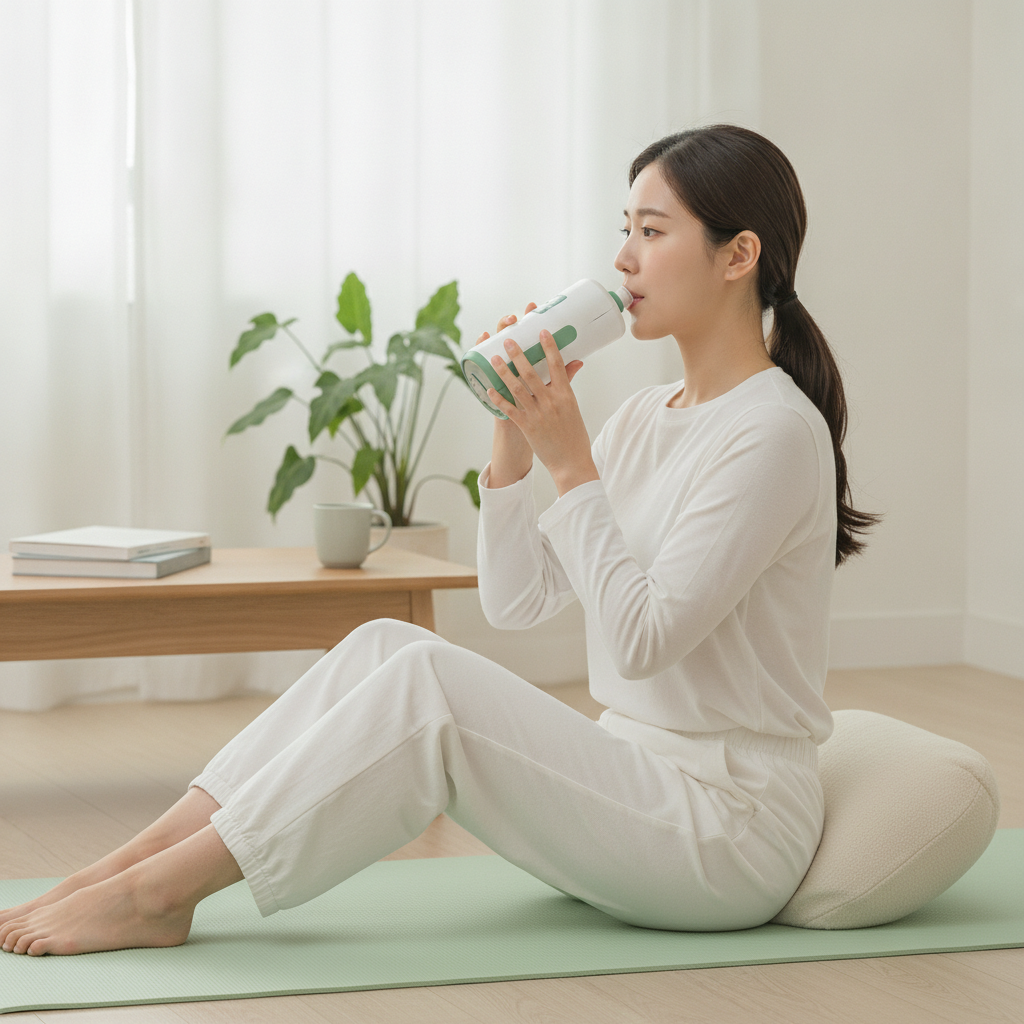 폐활량 늘리는 운동: 호흡근 강화로 건강한 숨쉬기 위한 가이드 - 저항 호흡 운동 루틴 장면
