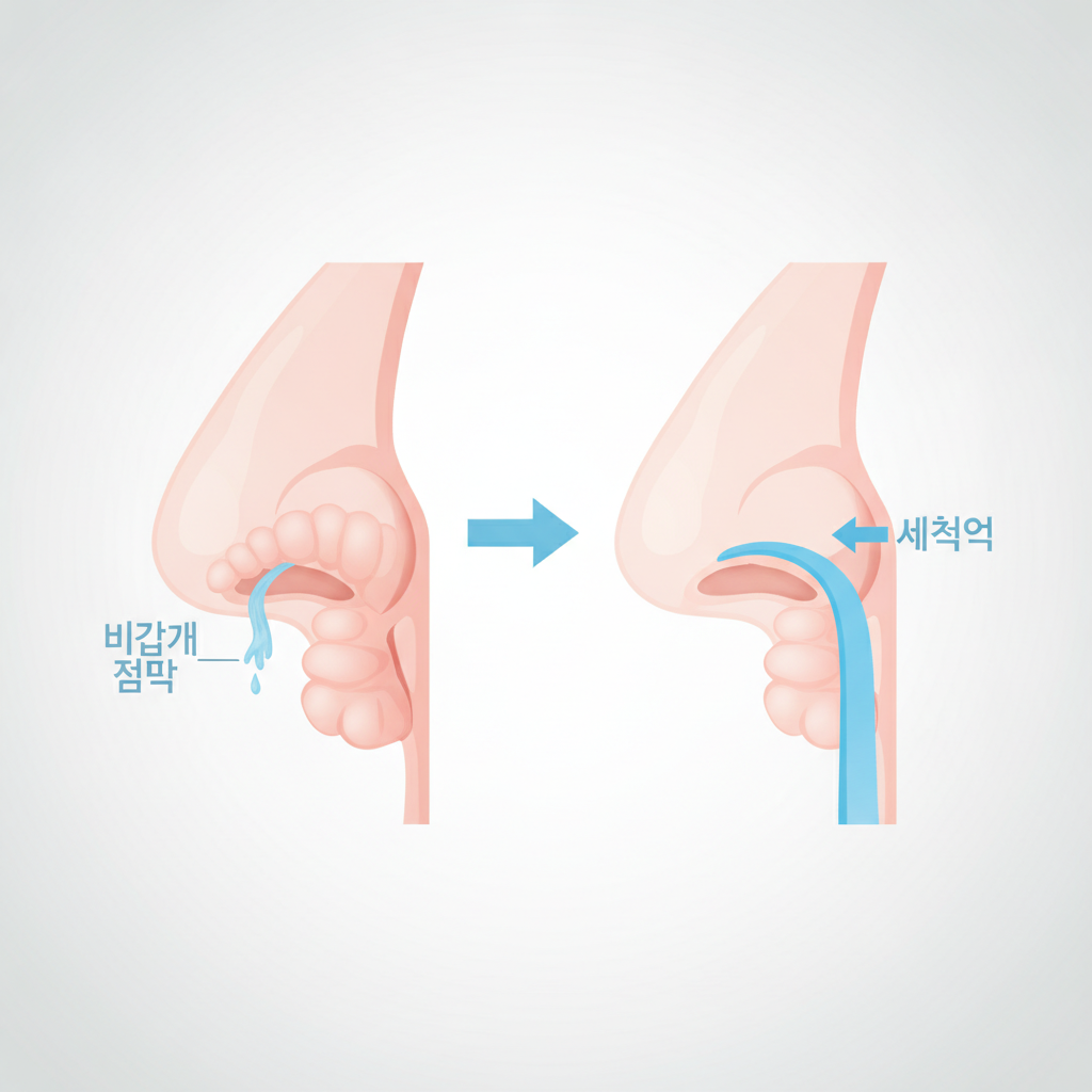 호흡근 운동 - 비강 구조와 코막힘 원리 설명 그림
