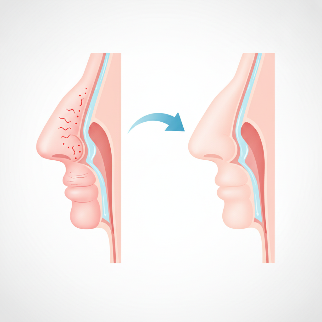 환절기 코막힘, 비염 관리: 비강관리키트 현명하게 선택하고 활용하는 방법 - 비강 구조와 코막힘 원리 설명 그림